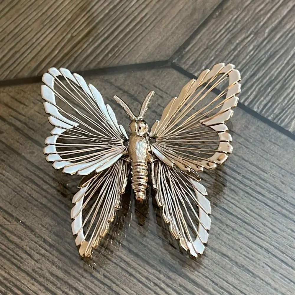 Vintage Monet Silver-tone Wire Butterfly Pin